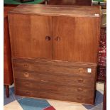 Moderne chest on chest, the two door cabinet rising above the four door case, 39"h x 35"w x 16"d