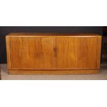 H.P. Hansen for Randers Danish Modern teak sideboard, circa 1960, having a shaped rectangular top