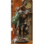 After Louis Moreau (French, 1855-1919), Two Figures with a Satyr, bronze sculpture, bears