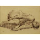 Francisco Zuniga (Mexican, 1912-1998), Laying Nude, 1961, conte Crayon on paper, signed and dated