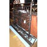 Modern patinated metal bed frame with rails, 4'8''h