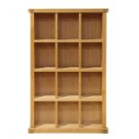 Berkeley Mills custom maple bookcase, having a rectangular top, with thru tenon construction,