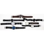 (Lot of 7) Metal wristwatches Including 6) Skagen metal, leather wristwatches, (1) is a