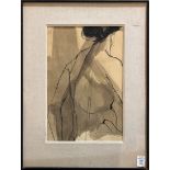 Sketch of a Nude Female, ink and wash on paper, unsigned, 20th century, overall (with frame): 28"h x