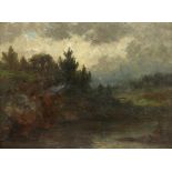 Robert Lorraine Pyne (American, 1836-1905), Storm Over the River, 1887, oil on board, signed and