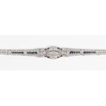 Diamond, sapphire and 18k white gold bracelet Featuring (150) full-cut diamonds, weighing a total of