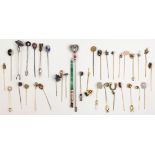 Collection of multi-stone, yellow gold, sterling silver, silver, metal stickpins and items Including