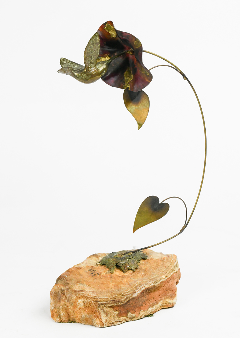 (lot of 4) Brutalist style figural sculpture group, consisting of (2) Bijan J. Bijan floral - Image 5 of 8