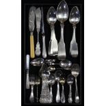 (lot of 30) Associated sterling, coin, and silver plate flatware, including fruit spoons,