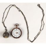 (Lot of 2) Marcasite, gold-filled, silver and metal watch-pendants Including 1) Bucherer, 17 jewel