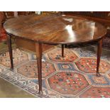 Queen Anne style drop leaf table, circa 1890, rising on tapering legs and pad feet, 28"h x 44"w x