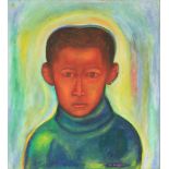 Francis Nnaggenda (Ugandan, b. 1936), Young Child, oil on masonite, signed lower right, board (