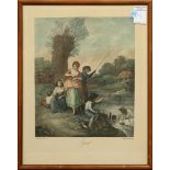 (lot of 2) "April" and "August," color lithographs, after W. Hamilton, each titled lower center,