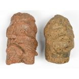 (lot of 2) African grave busts, each having a stylized form, largest: 4.5"h