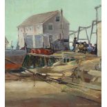 Helen Oehler (American, 1893-1979), Cannery Row, oil on canvas board, signed lower right, board: