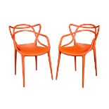 (lot of 2) Philippe Starck for Kartell Masters chairs, each executed in rust orange, and having a