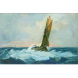 James Korn (American, 1873-1961), Sailing in Rough Seas, 1932, oil on canvas, signed, incribed "L.