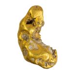 Natural gold nugget The natural 22k gold nugget, with quartz matrix measures approximately 89.25 X