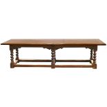 Large Arts and Crafts wide plank solid oak refectory table original to Mission Inn, Riverside, CA