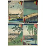 (lot of 12) Japanese woodblock prints: Utagawa Hiroshige ( 1797-1858), six titles from the "100