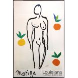 Matisse Louisiana Exhibition poster, 1985, offset print in colors, overall (with frame): 47.5"h x