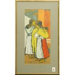 Millard Owen Sheets (American, 1907-1989), Two Women with Children, screenprint, pencil signed lower