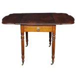 Drop leaf table, rising on reeded legs, 28"h x 41"w x 50"d