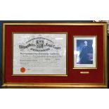 Framed United States military document signed Rutherford Hayes, 26"h x 42"w