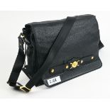 Versace Borsa Cervo Vero messenger bag, executed in black deer skin leather, with gold medusa
