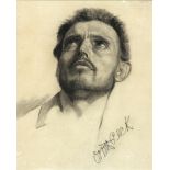 Orrin Peck (American, 1860-1921), Untitled (Portrait of a Man Gazing Upward), charcoal and white