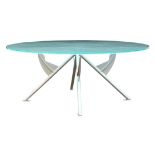 Philippe Starck President M table, designed 1981 Baleri Italia, having a circular plate glass top,