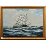 Captain Bayard Fish Foulke (American, 1880-1961), Ship Under Sail, 1950, oil on canvas, signed lower