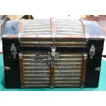 Miniature doll steamer trunk, 12"h x 18"w x 10.4"d