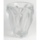 Lalique France Ingrid vase, having frosted leaf form reserves, underside marked Lalique France, 10.