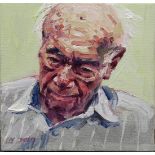 Portrait of Peter Selz (Art Historian, 98 Years Old), 2017, oil on canvas, initialed "LM" and