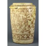 Vietnamese white glazed brown inlaid ceramic jar, Ly (12th-13th c)with a petal band to the shoulder,