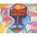 Francis Nnaggenda (Ugandan, b. 1936), Figure in Cubist Form, 1973, oil on masonite, signed upper and