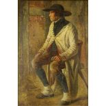 William Hahn (American, 1829-1887), Untitled (Seated Gentleman), 1860, oil on board, signed and