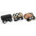 (lot of 3) Louis Vuitton, Burberry and Ferragamo style sunglasses, two with cases