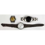 (Lot of 3) Metal wristwatches Including 1) digital and metal HH wristwatch; 1) gold on silver