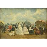 Follower of Eugene Boudin (French, 1824-1898), La Plage a Trouville, oil on canvas, unsigned,