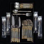 (lot of 53) Wallace sterling silver flatware service for twelve in the "Gold Argean" pattern,