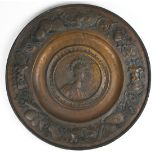 Continental repousse charger, having a circular form, centered with a classical style figure, 19"