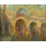 Gennaro Favai (Italian, 1879–1958), Untitled (Procession at the Doges Palace Venice), oil on