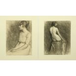 (lot of 2) Elizabeth Daniels (American, 1896-1981), Nude Model Studies, charcoal on paper, each