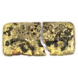 16k-18k gold bar (broken) The 16k-18k yellow gold (man made impure and porous) bar is composed of