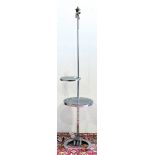 Art Deco style two-light floor lamp, having two tiered circular shelves, 4'10''h