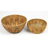 (lot of 2) California basket group, Yurok or Pomo, each having repeating geometric designs,