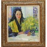 Luigi Corbellini (Italian, 1901–1968), "Les Mimosas," oil on canvas, signed lower left, titled