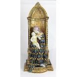 Angelo Minghetti & Son maiolica model of the Madonna and Christ Child enthroned late 19th century,